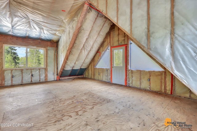 view of unfinished attic