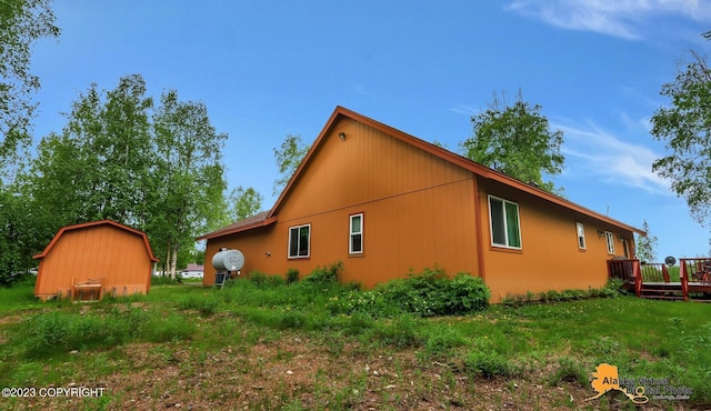 view of property exterior featuring a deck