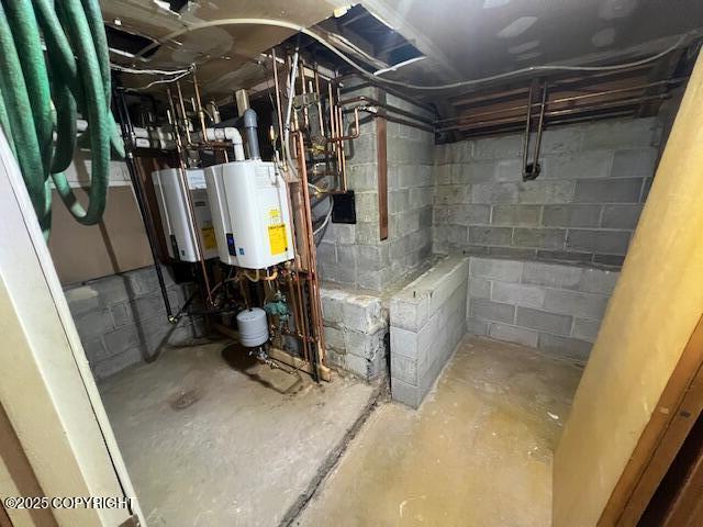unfinished below grade area with water heater