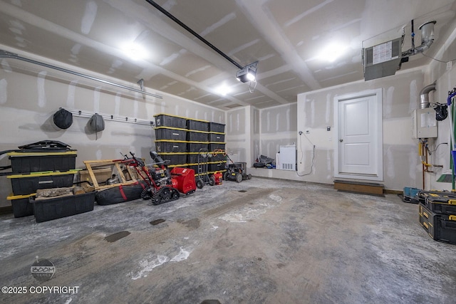 garage with a garage door opener