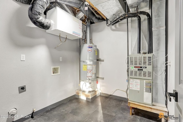 utility room with water heater