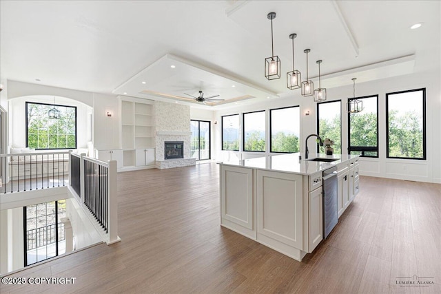1690 W Valley Ridge Dr, Wasilla, AK 99654 - kitchen with a sink, light wood-style flooring, dishwasher, built in features, and healthy amount of natural light