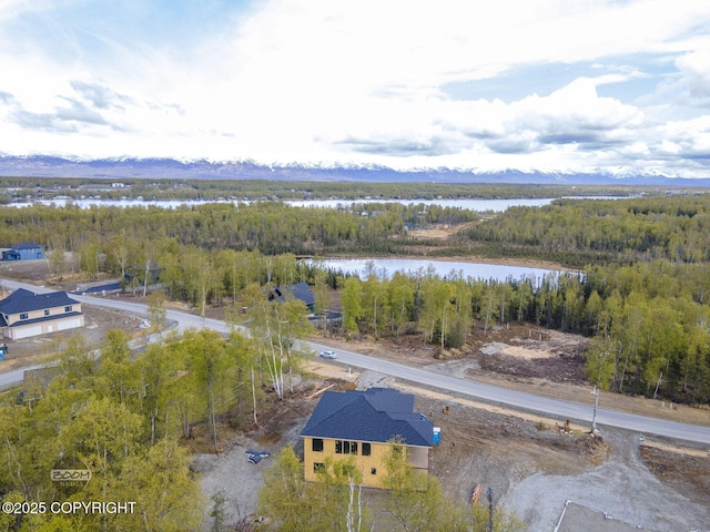 1690 W Valley Ridge Dr, Wasilla, AK 99654 - aerial view of property and surrounding area featuring a forest and a nearby body of water