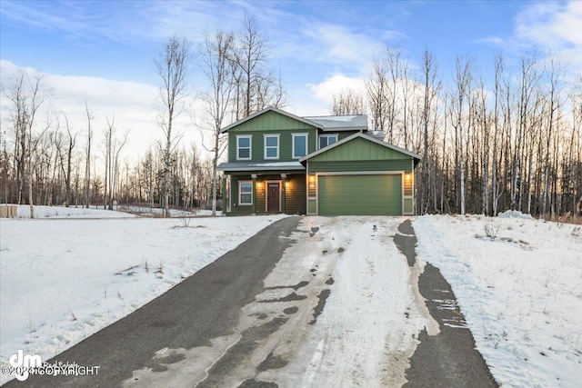 view of front of house with a garage