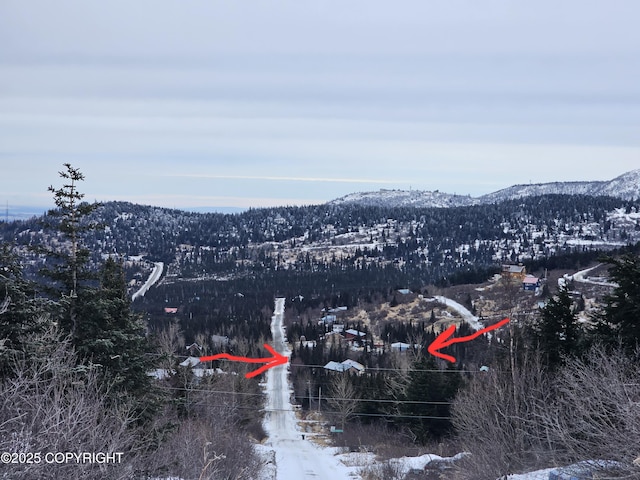 8400 George Ct, Anchorage, AK 99516 - snowy aerial view featuring a mountain view