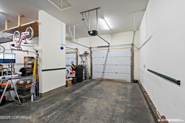 garage with a garage door opener