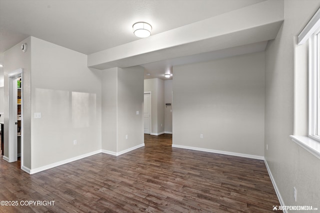 empty room with dark hardwood / wood-style floors