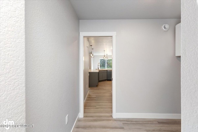 hallway featuring light wood-type flooring