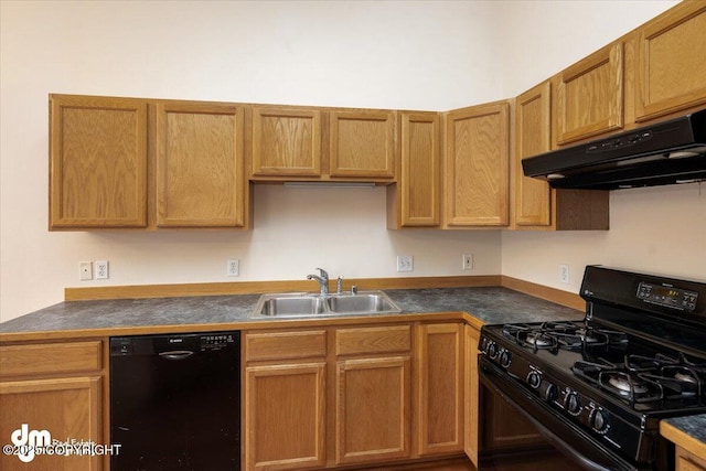 kitchen with sink and black appliances