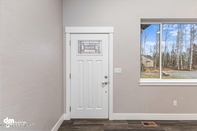 foyer with dark wood-type flooring