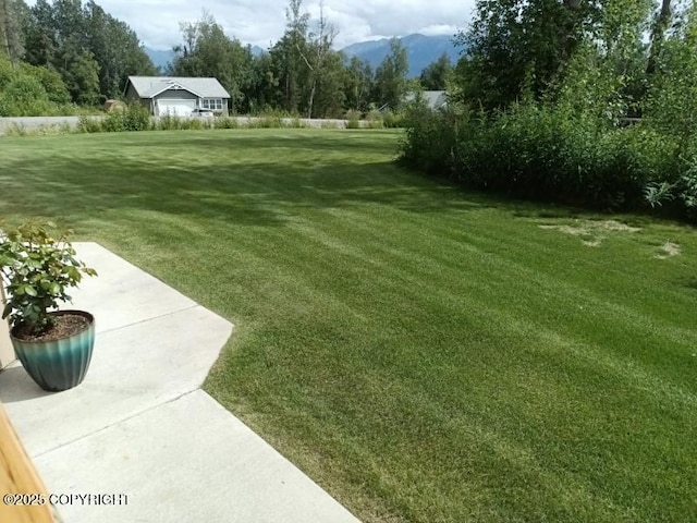 view of yard featuring a mountain view