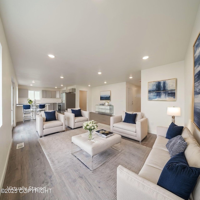 445 Idaho St, Anchorage, AK 99504 - living area with wood finished floors and recessed lighting