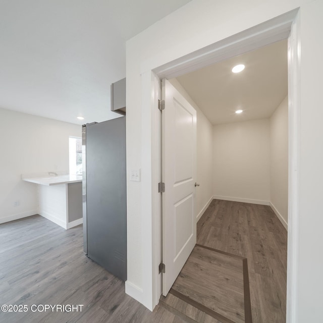 445 Idaho St, Anchorage, AK 99504 - hallway with wood finished floors and recessed lighting