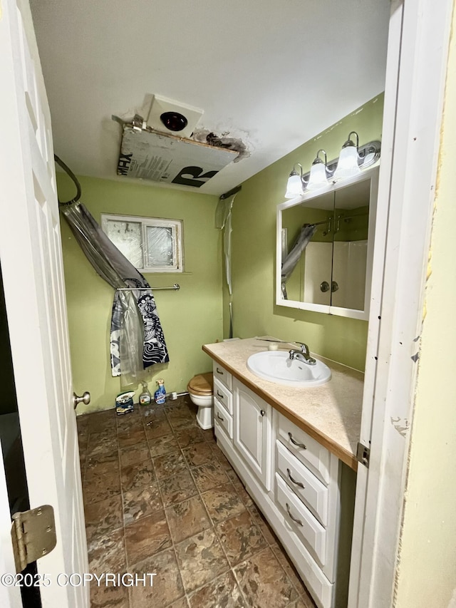 bathroom with toilet and vanity