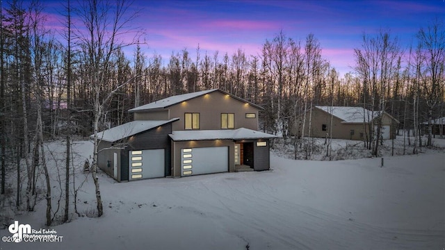 contemporary home with a garage