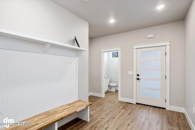 mudroom featuring light wood-type flooring