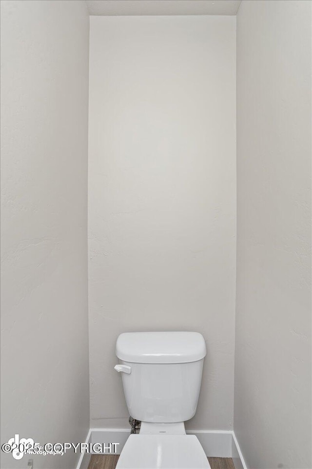 bathroom with wood-type flooring and toilet