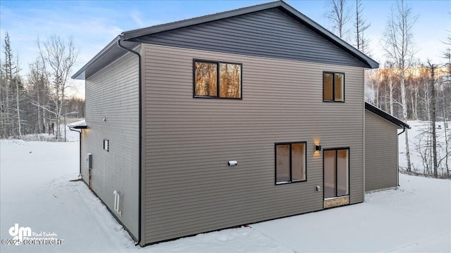 view of snow covered exterior