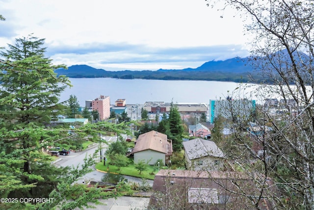 property view of water featuring a mountain view