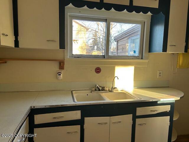 kitchen featuring white cabinetry and sink