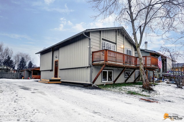 exterior space featuring a wooden deck