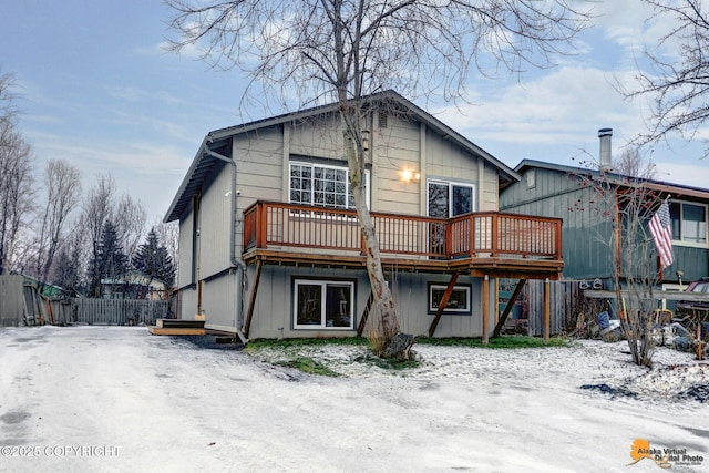 view of front of home with a deck