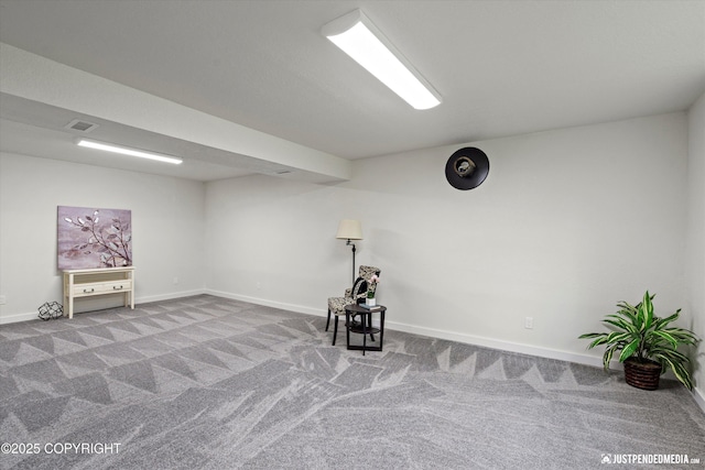 basement featuring carpet