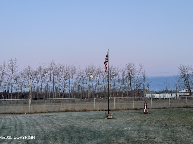 view of yard at dusk