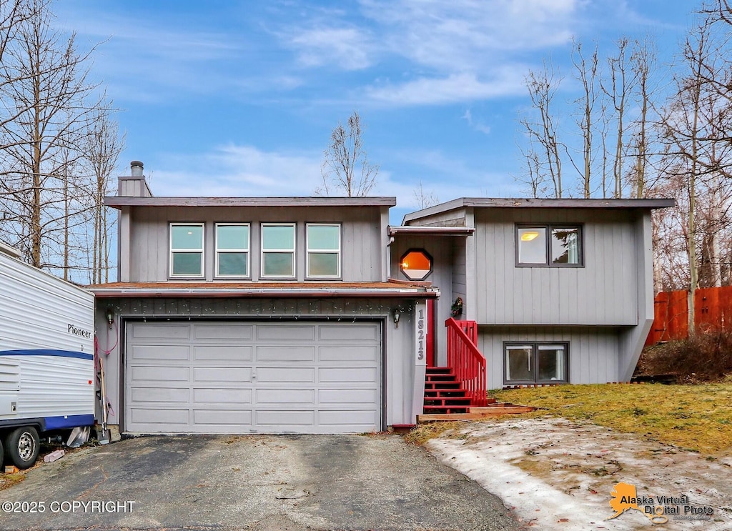 bi-level home with a garage