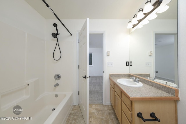 bathroom featuring vanity and shower / washtub combination