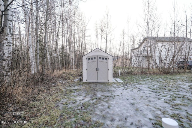 view of snow covered structure