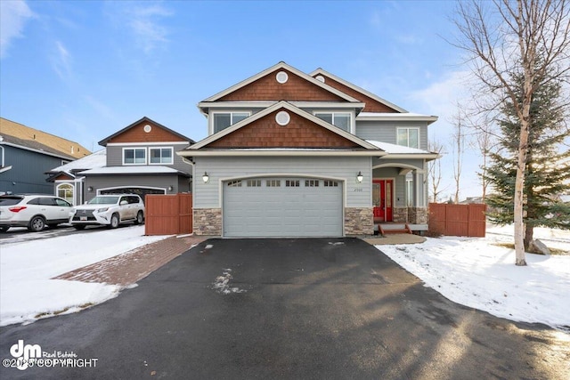 craftsman inspired home featuring a garage