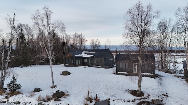 view of yard covered in snow