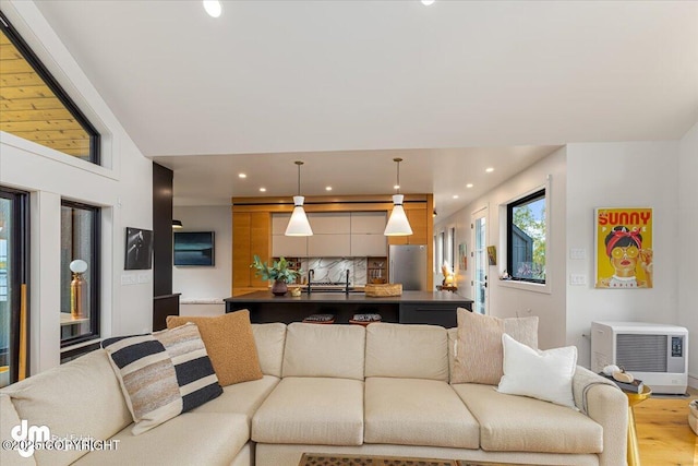 living room featuring light hardwood / wood-style floors