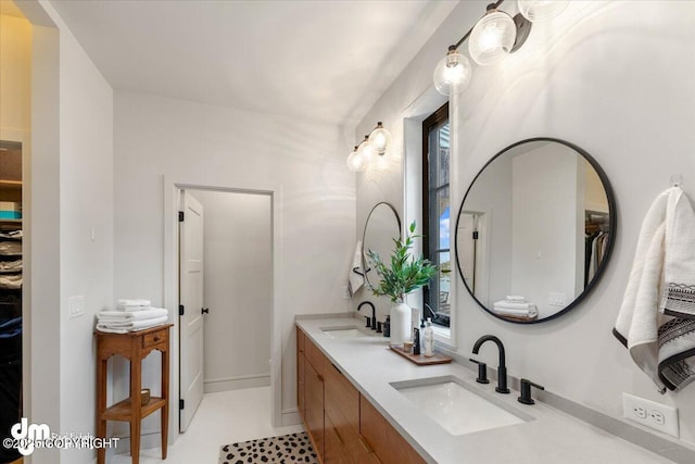 bathroom featuring vanity and tile patterned floors