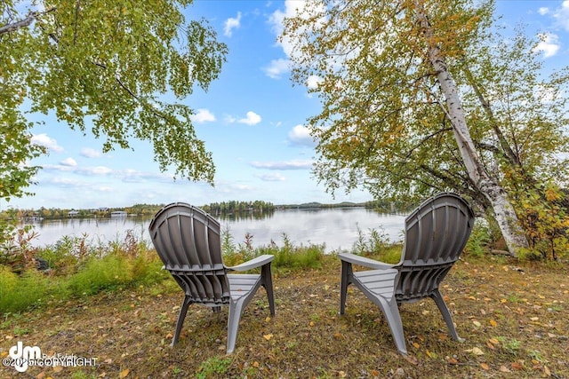 view of yard with a water view