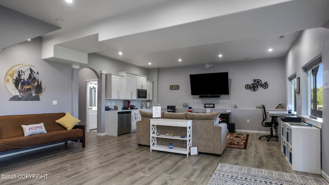 living room featuring light hardwood / wood-style floors