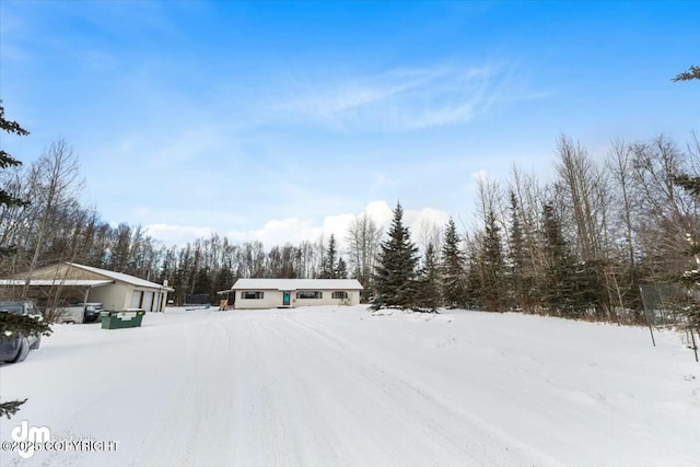 view of yard covered in snow