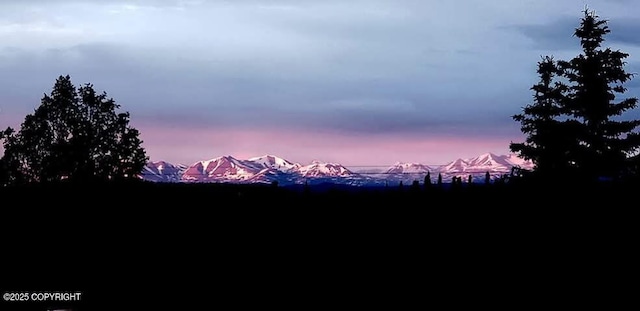 nature at dusk with a mountain view