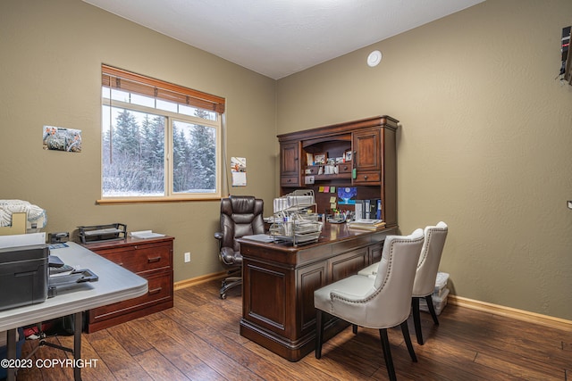 office featuring dark hardwood / wood-style flooring