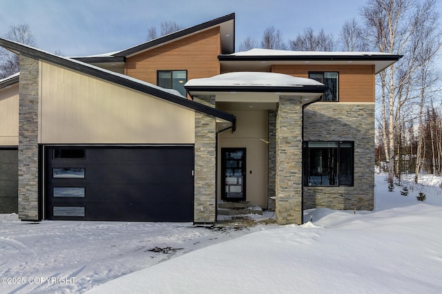 contemporary house featuring a garage