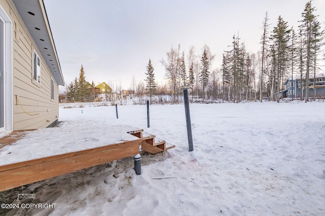 view of yard covered in snow