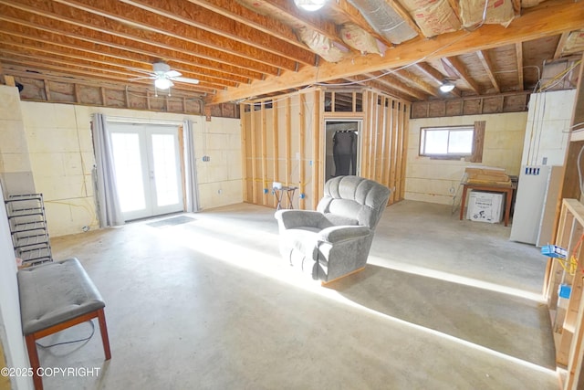 basement with french doors