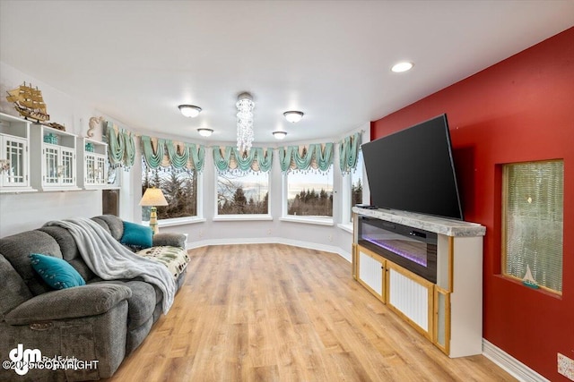 living room featuring light wood-type flooring