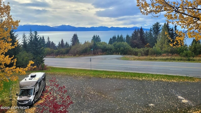 view of road with a mountain view