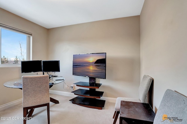 view of carpeted office space