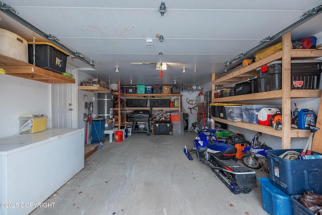 garage featuring refrigerator