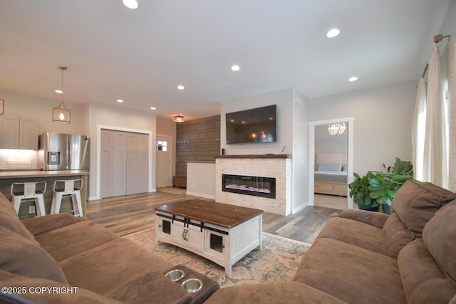 living room with light hardwood / wood-style floors