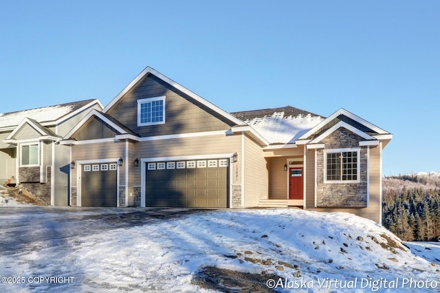 craftsman inspired home featuring a garage