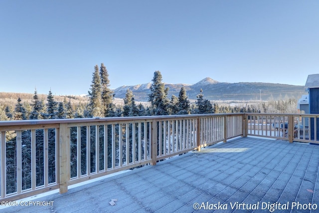 deck featuring a mountain view